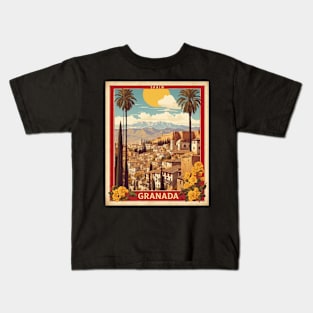 Granada Spain Travel Tourism Retro Vintage Kids T-Shirt